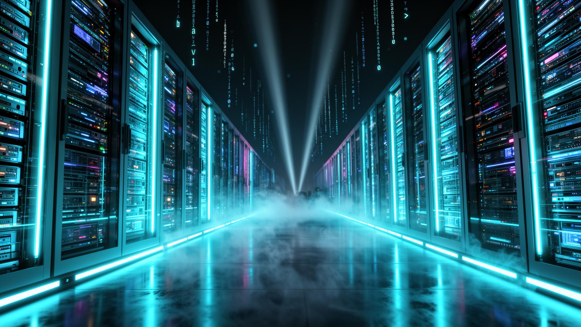 Cinematic data center corridor